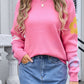 Flower Round Neck Dropped Shoulder Sweater
