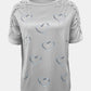 Full Size Lace Detail Heart Round Neck Short Sleeve Top