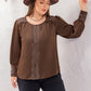 Plus Size Lace Detail Round Neck Long Sleeve Blouse