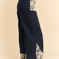 Davi & Dani Lace Applique Wide Leg Jeans