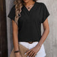 Textured Surplice Short Sleeve Blouse