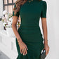 Ruffled Round Neck Short Sleeve Mini Dress