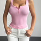 BeYou Quarter Button Square Neck Tank