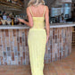 Square Neck Sleeveless Top and Ruched Skirt Set