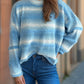 Gradient Round Neck Dropped Shoulder Sweater