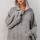 Double Take Half Zip Long Sleeve Hoodie with Kangaroo Pocket