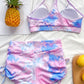 Tie-Dye Spaghetti Strap Top and Drawstring Shorts Swim Set