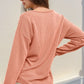 Double Take Striped Notched Long Sleeve T-Shirt
