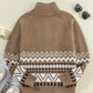 Zip Up Long Sleeve Geometric Cardigan