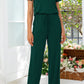 Women's Full Size Round Neck Open Back Jumpsuit with Pockets