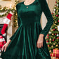 Round Neck Long Sleeve Knee Length Dress