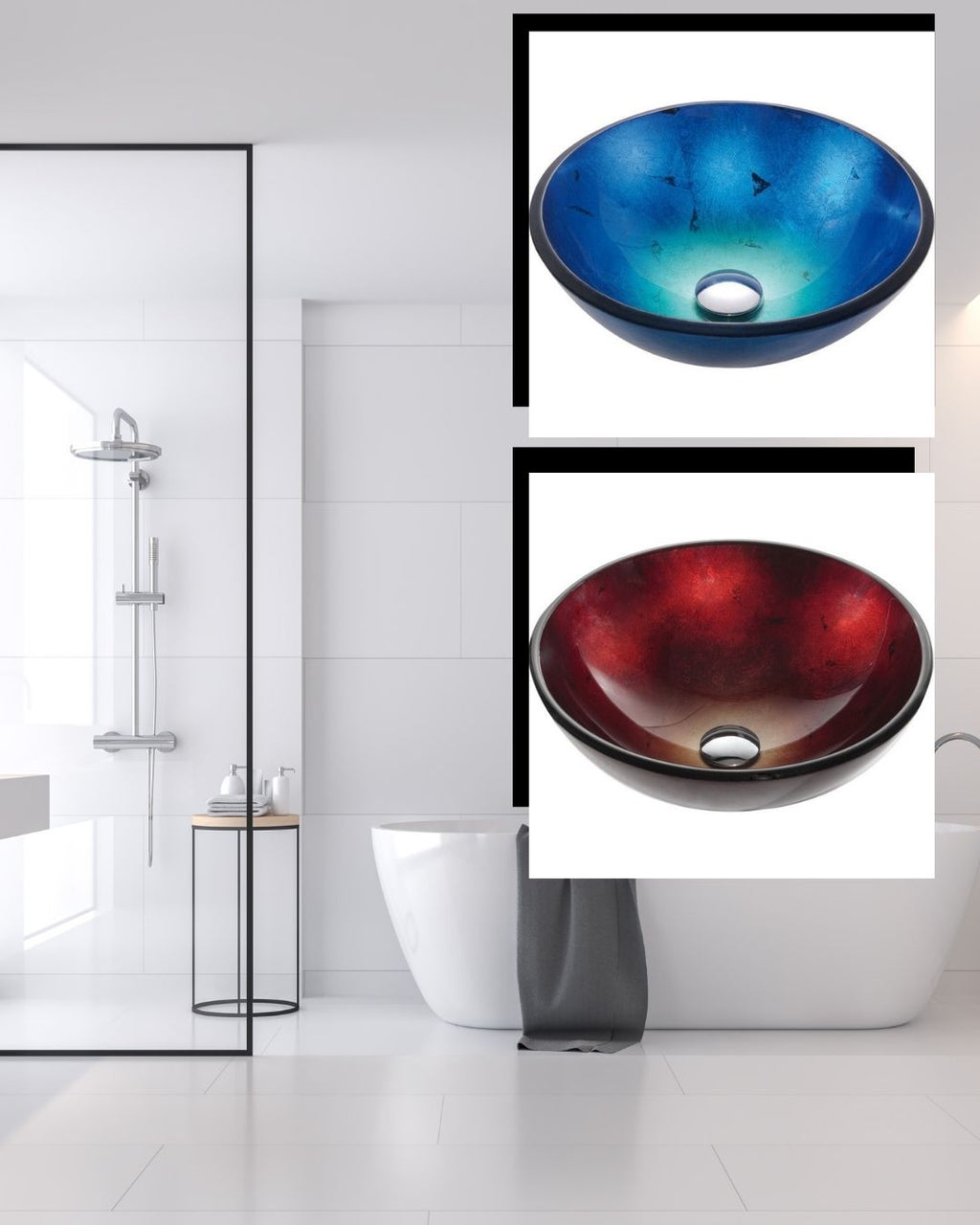 Round Tempered Glass Vessel Bathroom Sink