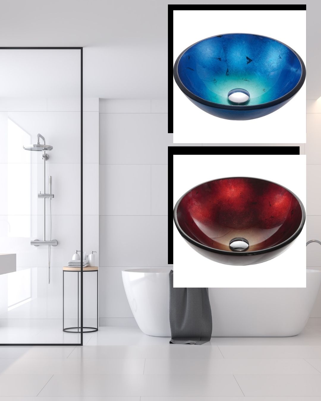 Round Tempered Glass Vessel Bathroom Sink