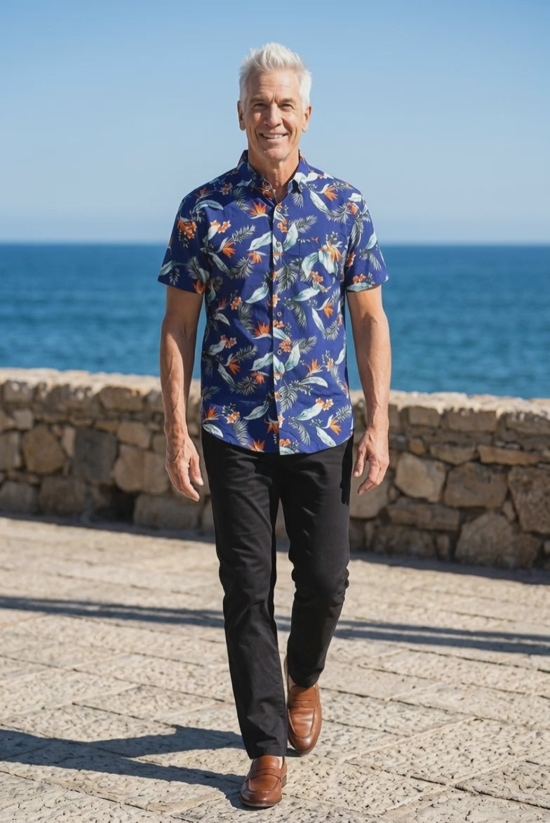 Hawaiian Print Button Down Shirt
