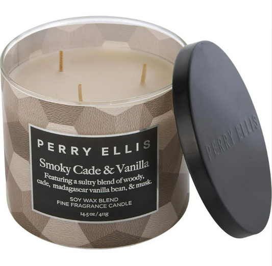 Perry Ellis Smoky Cade & Vanilla Scented Candle 14.5 oz by Perry Ellis