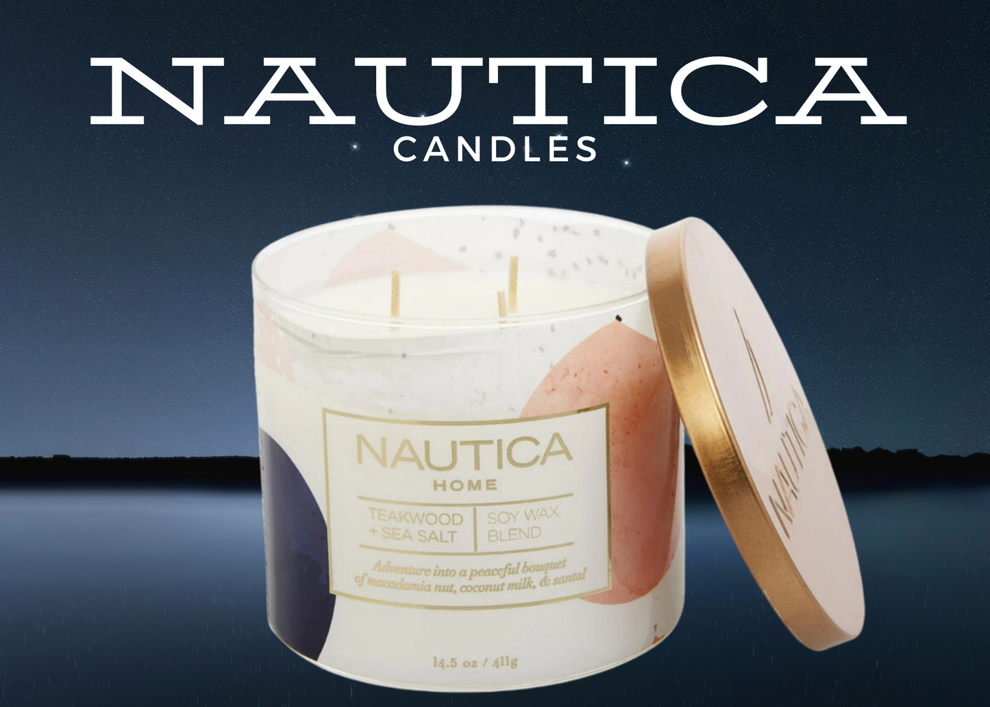 Nautica Teakwood & Sea Salt Candle 14.5 oz. by Nautica