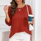 Rolled Round Neck Dropped Shoulder Slit Sweater