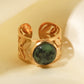 18k Women's Gold Plated Malachite Leaf Ring