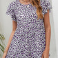 Leopard Round Neck Flutter Sleeve Babydoll Blouse