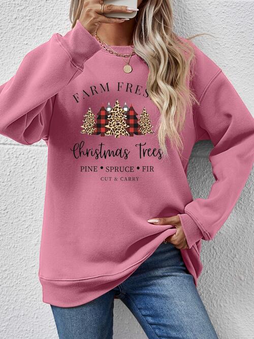 CHRISTMAS THEMED Graphic Round Neck Long Sleeve Sweatshirt