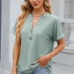 Eyelet Notched Short Sleeve T-Shirt