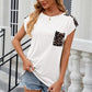 Leopard Round Neck Cap Sleeve T-Shirt