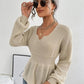 Notched Dropped Shoulder Knit Top