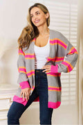 Woven Right Ribbed Long Sleeve Cardigan *