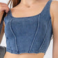 AMIEE LEAH Full Size Seam Detail Cropped Denim Tank