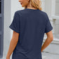 Eyelet Notched Short Sleeve T-Shirt