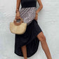 Black Leopard Contrast Sleeveless Maxi Dress