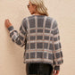 Open Front Plaid Long Sleeve Cardigan