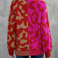 Leopard Round Neck Long Sleeve Sweater