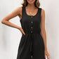 Buttoned Round Neck Sleeveless Romper