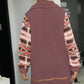 Geometric Zip-Up Collared Sherpa Jacket