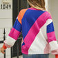 ZELDAlea Color Block Round Neck Long Sleeve Sweater