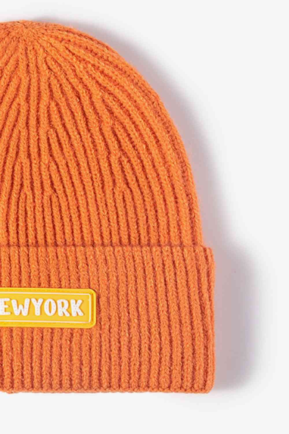 BeanieHatz NEW YORK Patch Rib-Knit Cuffed Beanie