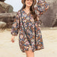 Women's Candida Plus Size Printed V-Neck Balloon Sleeve Mini Dress