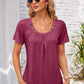 Decorative Button Scoop Neck T-Shirt