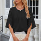Round Neck Slit Half Sleeve Top