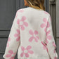 Hannah&Mea Floral Print Round Neck Dropped Shoulder Pullover Sweater