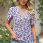 Floral V-Neck Short Sleeve T-Shirt
