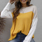 Color Block Round Neck Dropped Shoulder Sweater