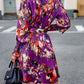 Women's Zabelle Printed Tie Waist Mock Neck Lantern Sleeve Dress