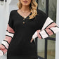 Color Block V-Neck Dropped Shoulder Sweater