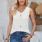 Eyelet Decorative Button V-Neck Tank