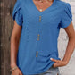 Eyelet V-Neck Petal Sleeve T-Shirt