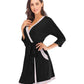 Full Size Tie Waist Surplice Neck Robe with Pockets