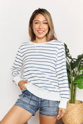 Double Take Striped Long Sleeve Round Neck Top *