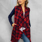 Deep Red Plaid Open Front Cardigan